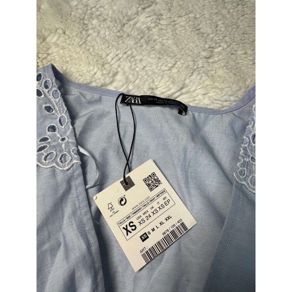 Zara NWT Blue Eyelet Dress - Picture 2 of 4